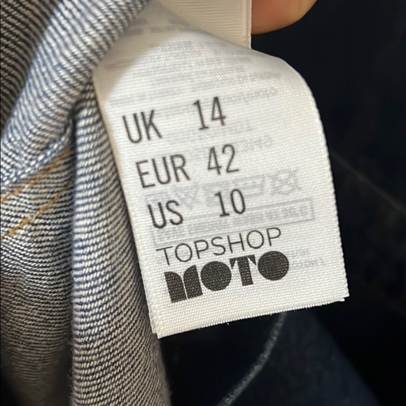 Topshop Moto Denim Jean Long Sleeve Dress Size 10 - Picture 7 of 8